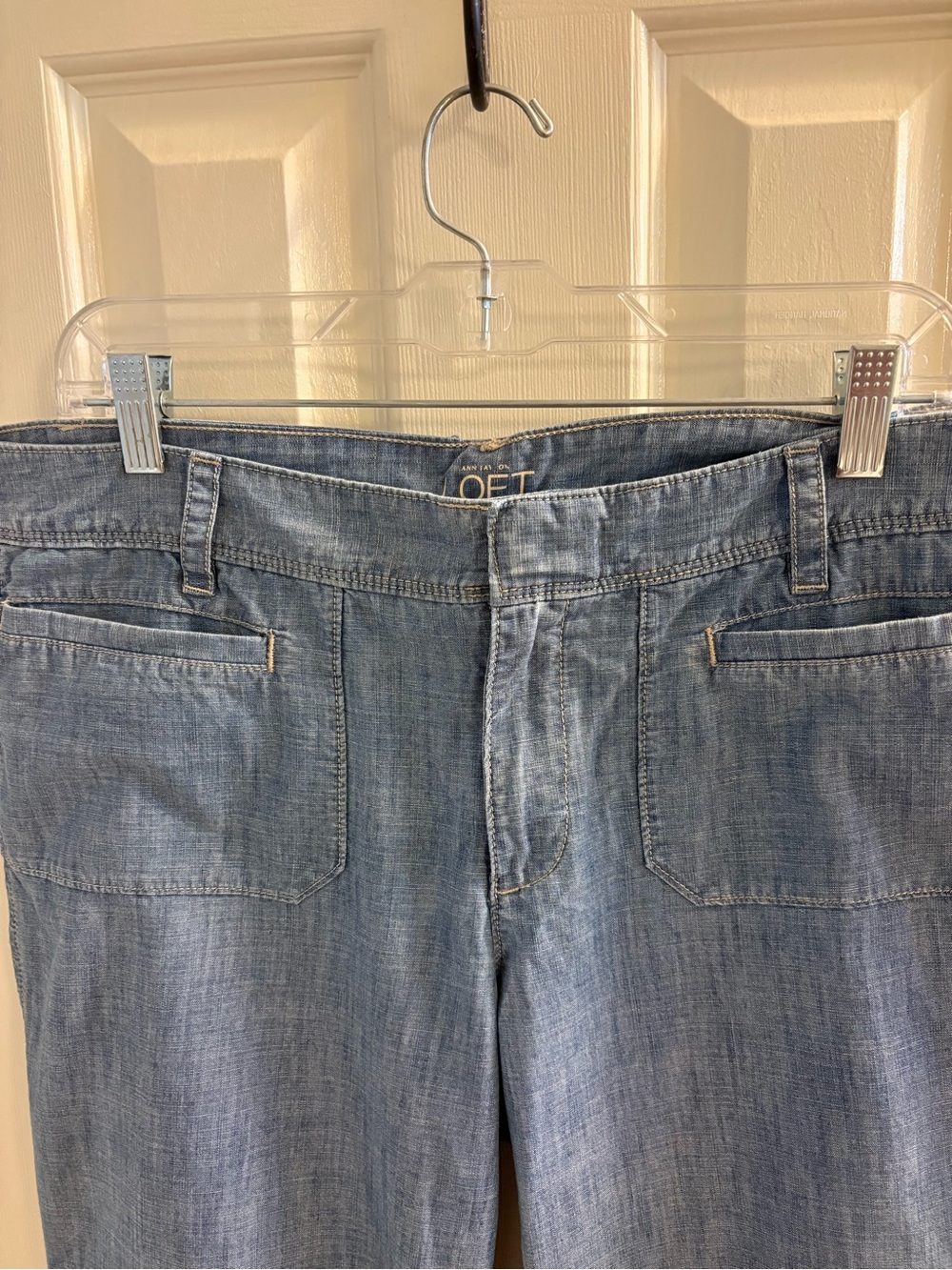 LOFT “Modern Trouser” - size 12 - cotton chambray